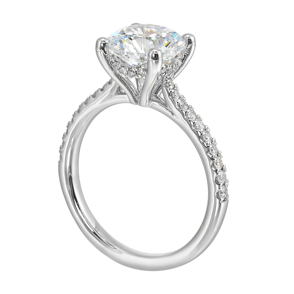 14Kt White Semi Mount 1/4Ctw For 2Ctw Round Center