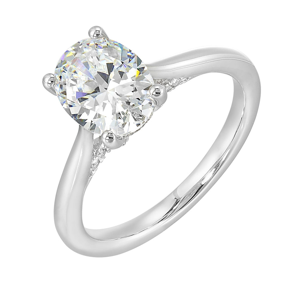 14Kt White Semi Mount 1/5Ctw For 2Ct Oval Center