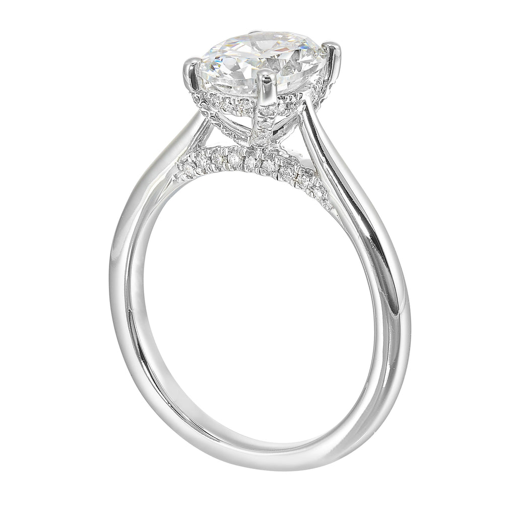 14Kt White Semi Mount 1/5Ctw For 2Ct Oval Center