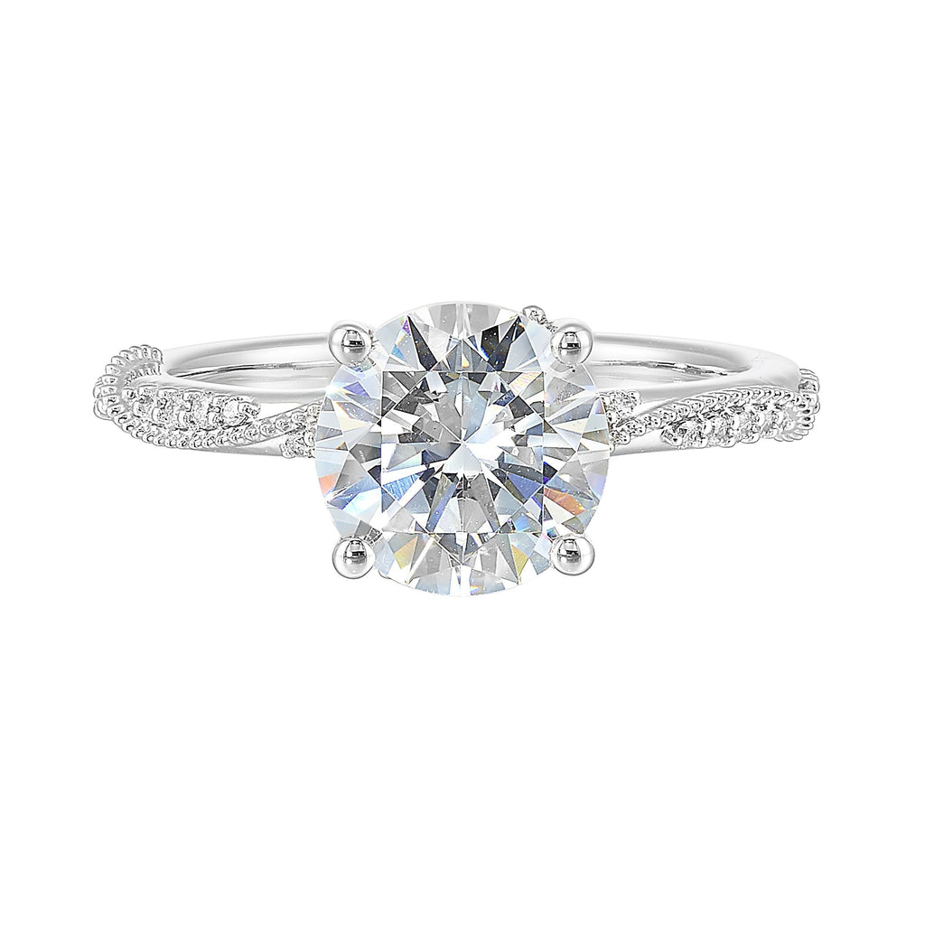 14Kt White Semi Mount 1/5Ctw For 2Ctw Round Center
