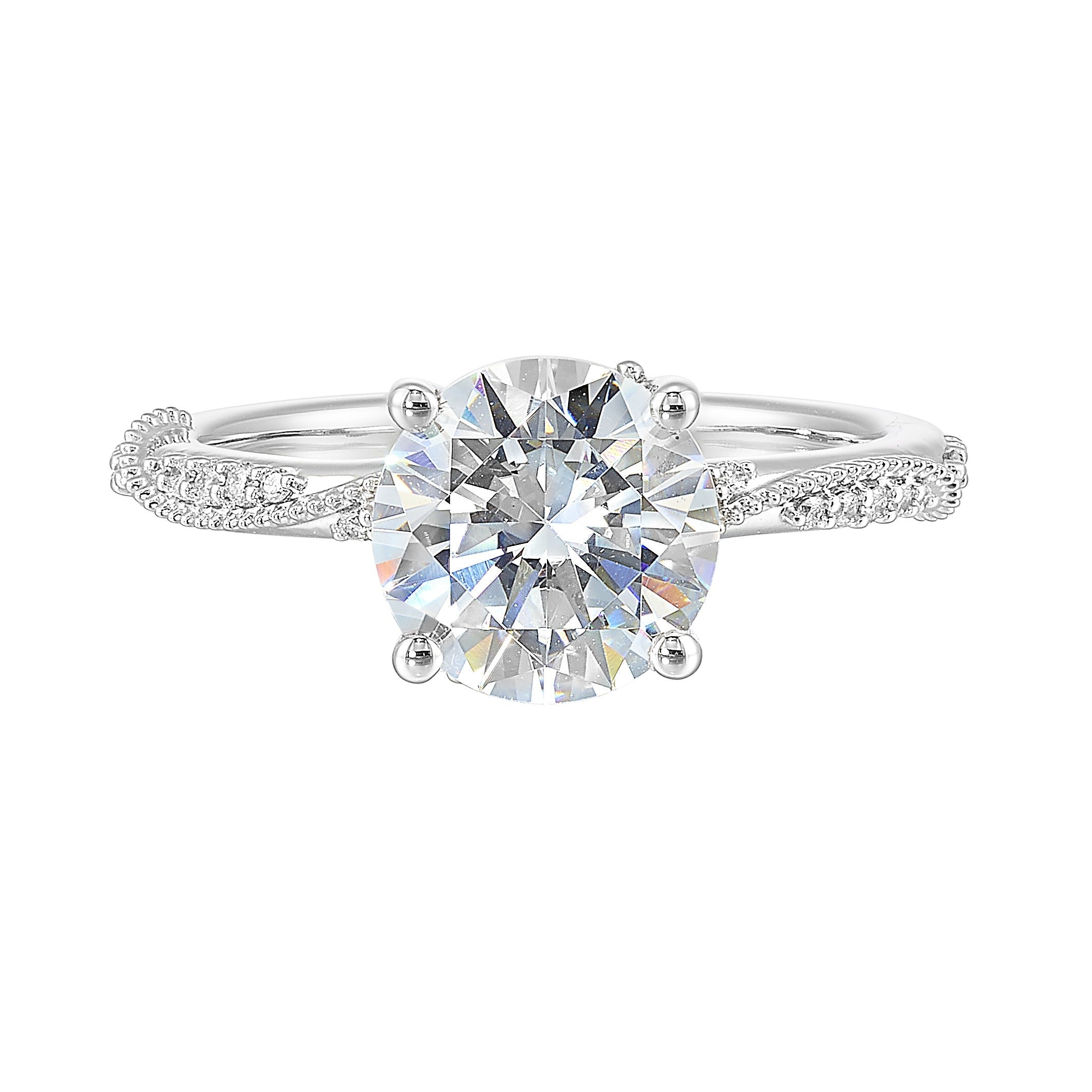 14Kt White Semi Mount 1/5Ctw For 2Ctw Round Center