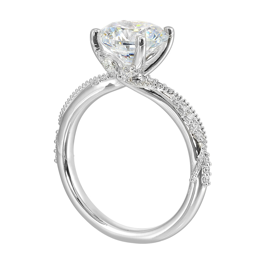 14Kt White Semi Mount 1/5Ctw For 2Ctw Round Center