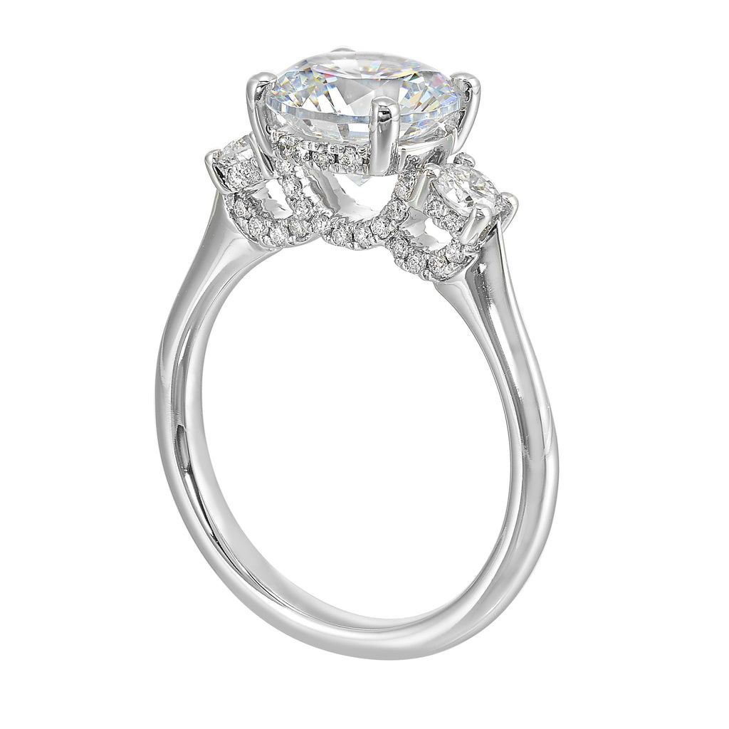 14Kt White Semi Mount 1/2Ctw For 2Ctw Round Center