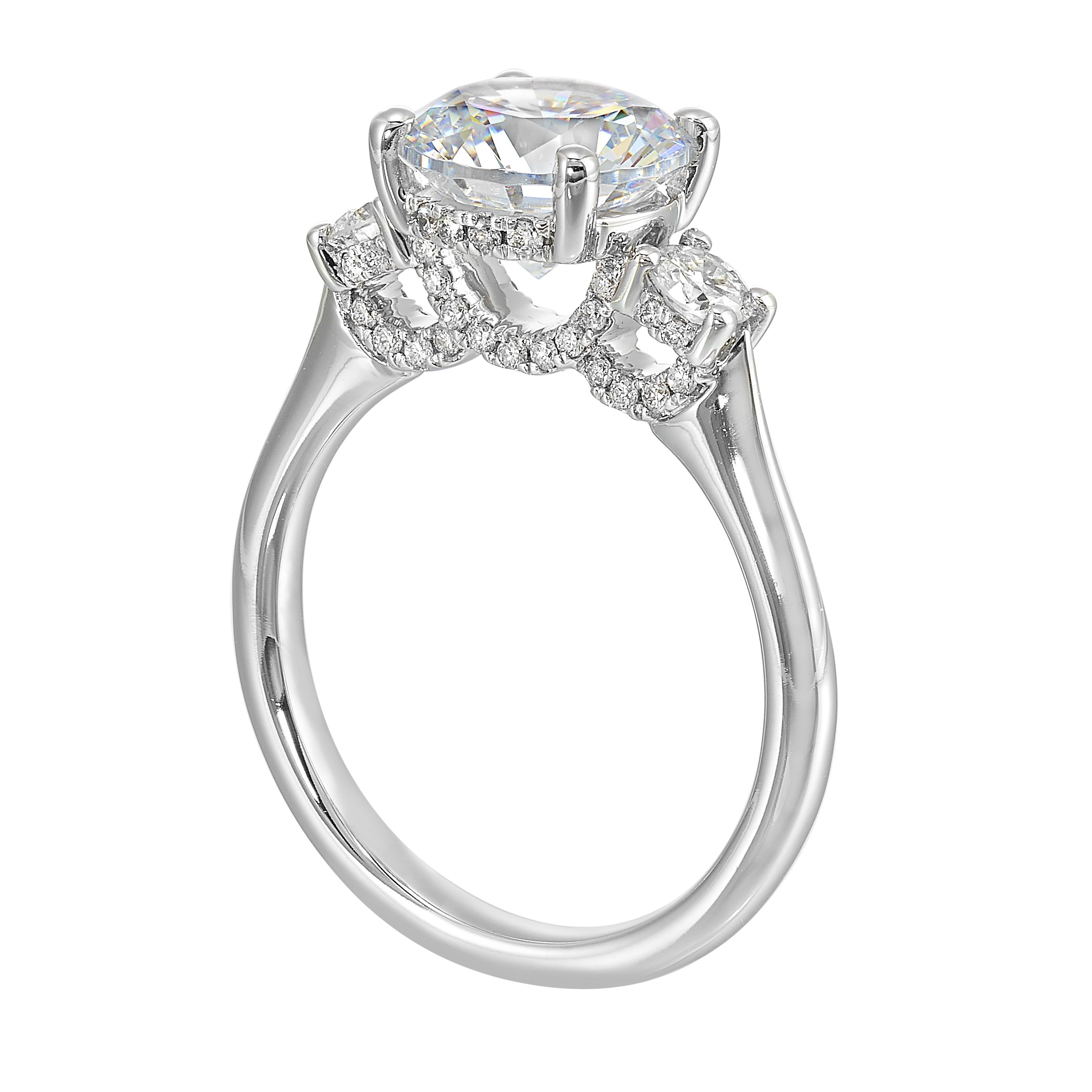 14Kt White Semi Mount 1/2Ctw For 2Ctw Round Center