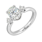 14Kt White Semi Mount 1/6Ctw For 2Ctw Oval Center