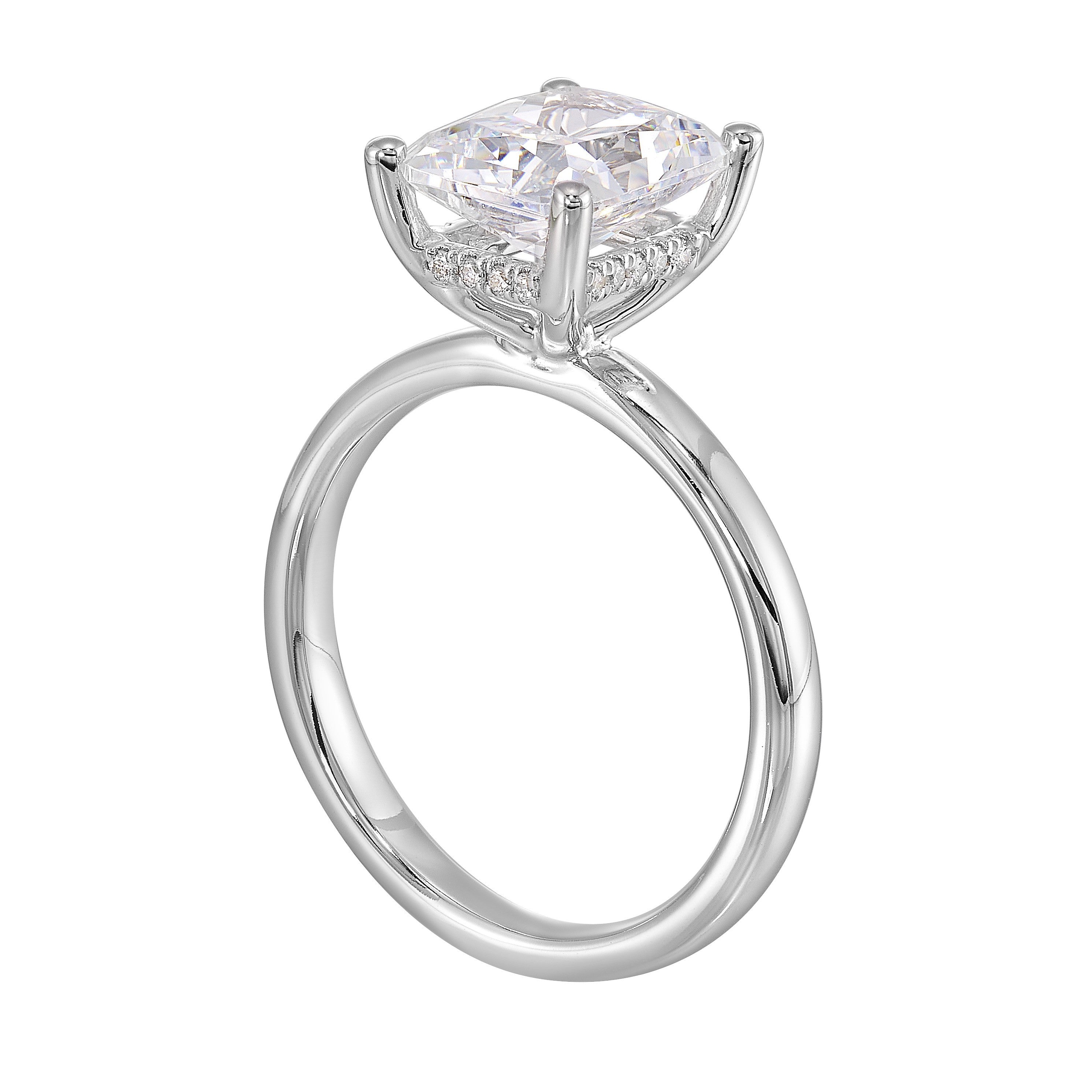 14Kt White Semi Mount 1/15Ctw For 2Ctw Radiant Center
