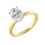 14Kt White Yellow Semi Mount 1/15Ctw For 2Ctw Oval Center