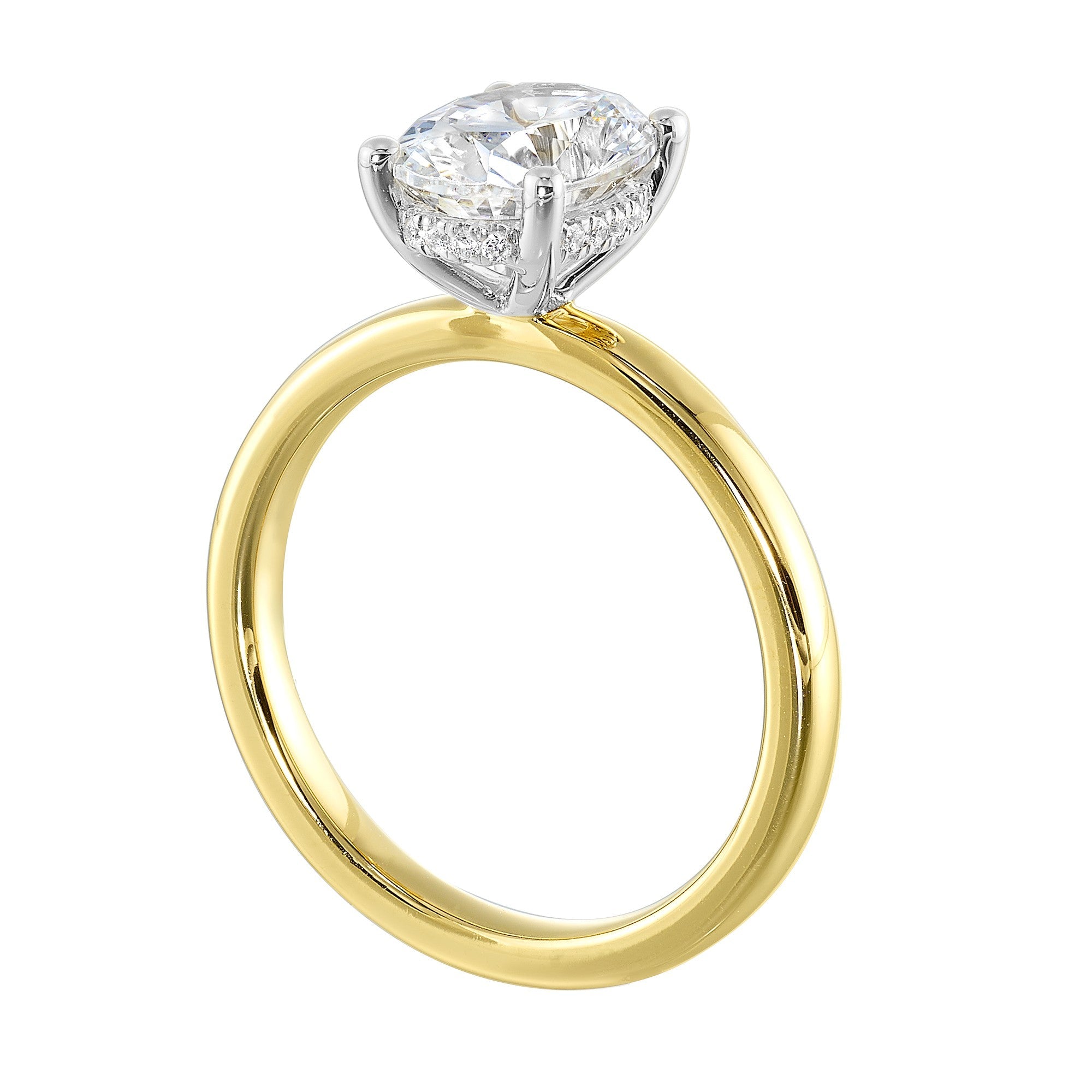 14Kt White Yellow Semi Mount 1/15Ctw For 2Ctw Oval Center