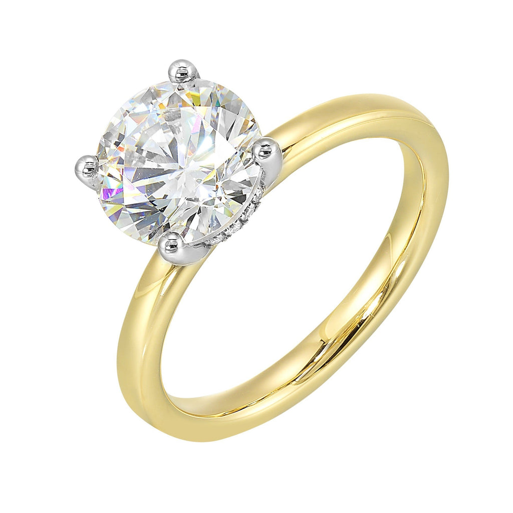 14Kt White Yellow Semi Mount 1/20Ctw For 2Ct Round Center