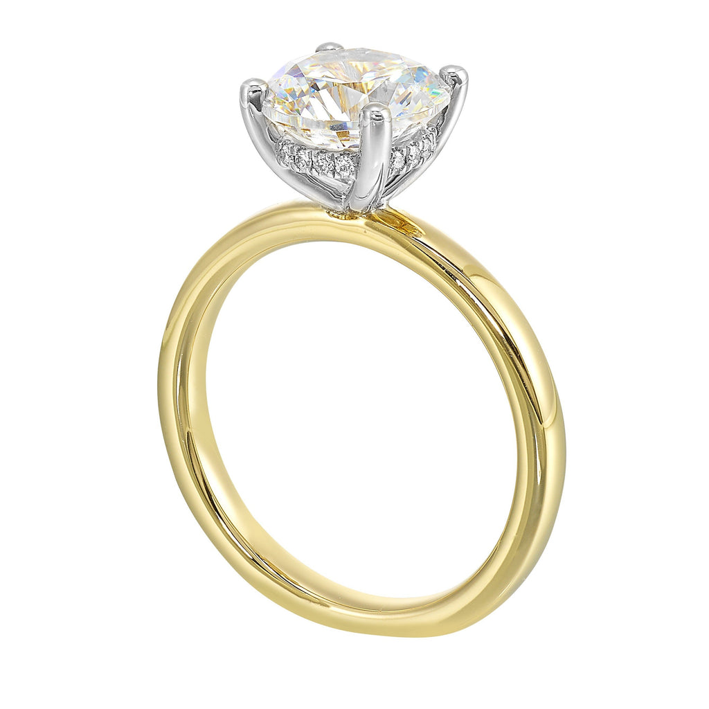 14Kt White Yellow Semi Mount 1/20Ctw For 2Ct Round Center