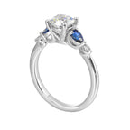 Colourful celebration! This five stone ring features round solitaire diamonds followed by pear shape colorstone and a round diamond at the end, offers a touch of color to your personality.
