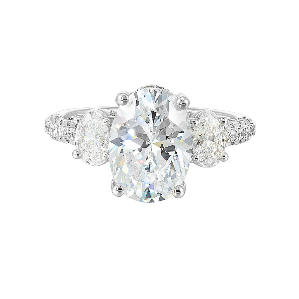 14Kt White Semi Mount 1Ctw For 3Ctw Oval Center