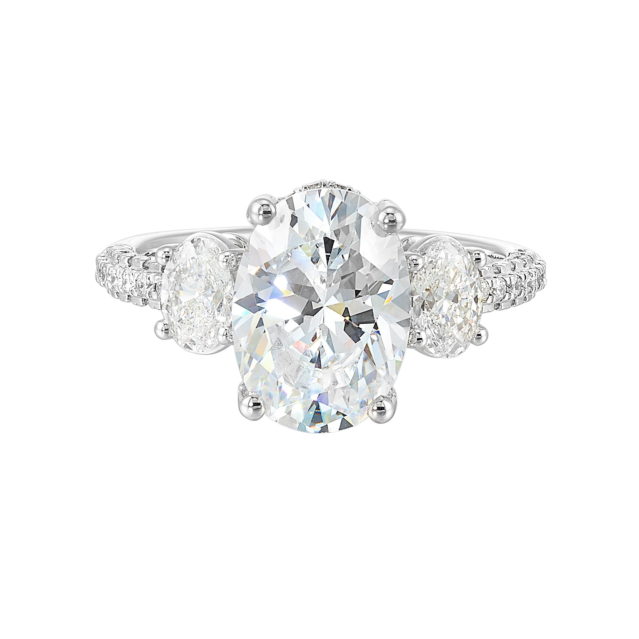 14Kt White Semi Mount 1Ctw For 3Ctw Oval Center