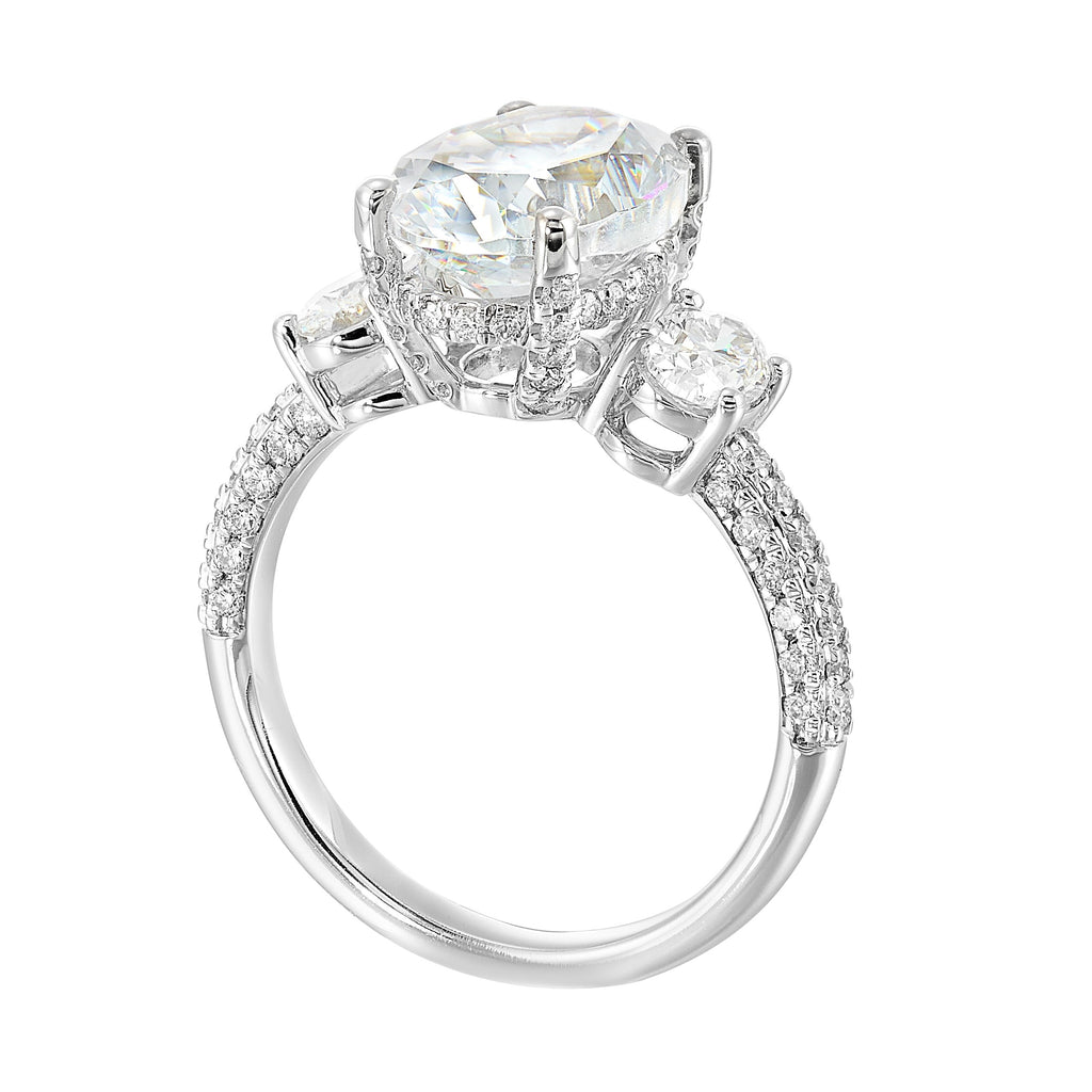 14Kt White Semi Mount 1Ctw For 3Ctw Oval Center