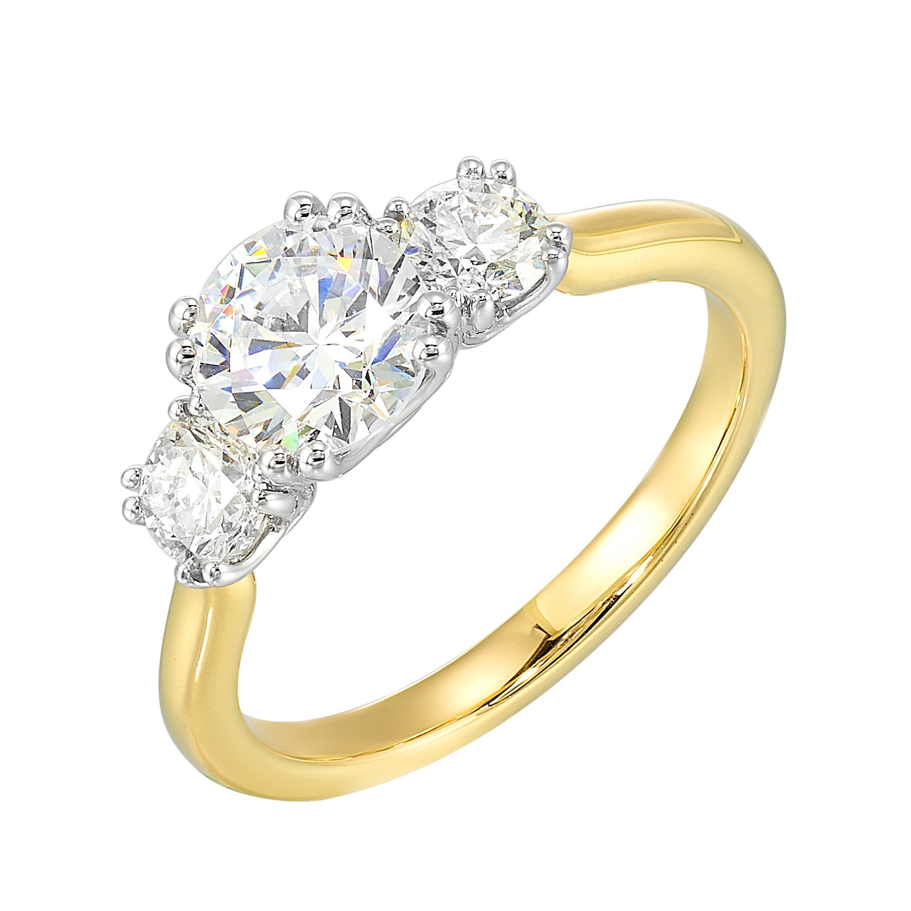 14Kt White Yellow Semi Mount 1/2Ctw For 1Ctw Round Center