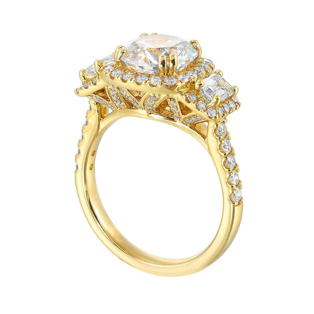 14Kt Yellow Semi Mount 1 1/6Ctw For 2Ctw Round Center