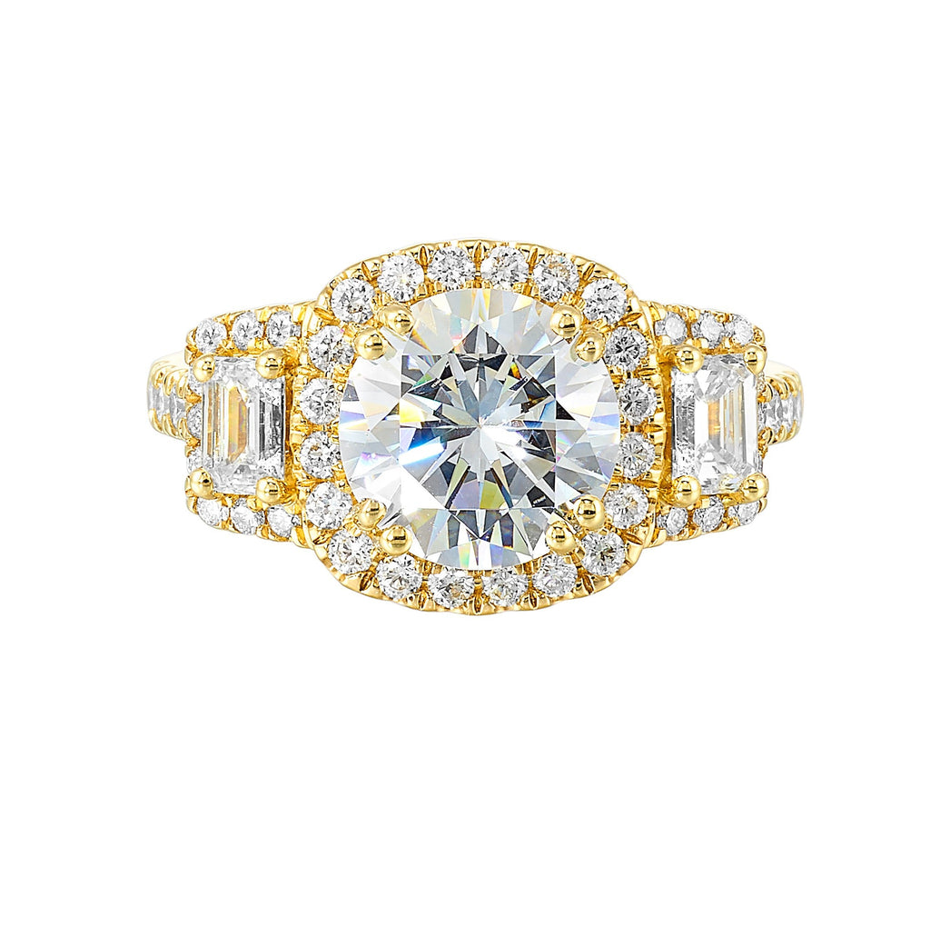 14Kt Yellow Semi Mount 1 1/6Ctw For 2Ctw Round Center