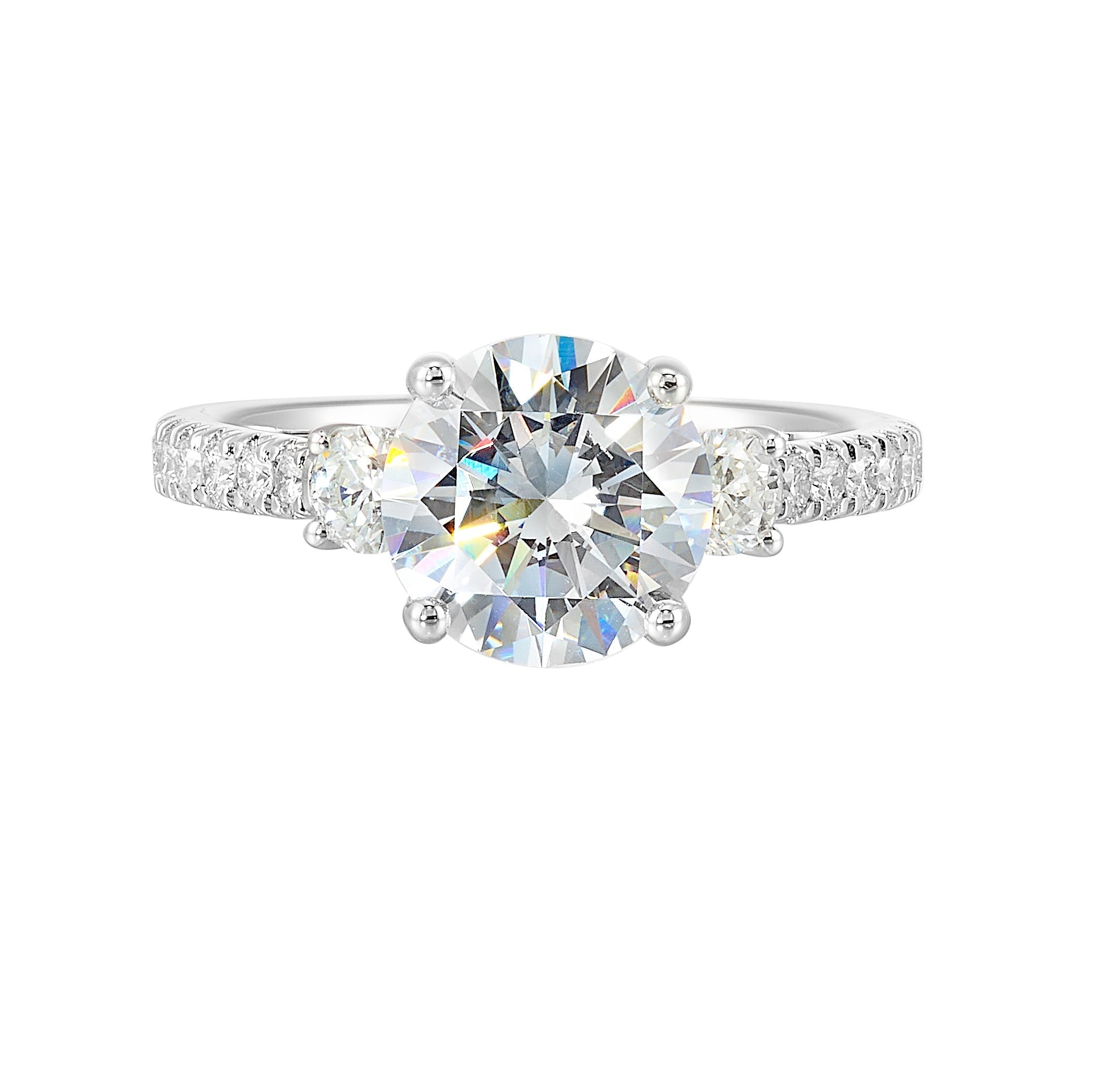 14Kt White Semi Mount 1/2Ctw For 2Ctw Round Center