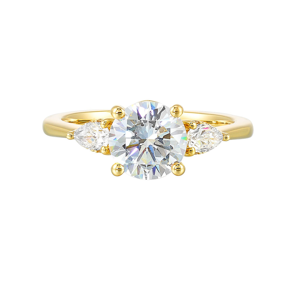 14Kt Yellow Semi Mount 3/8Ctw For 1 1/2Ctw Round Center