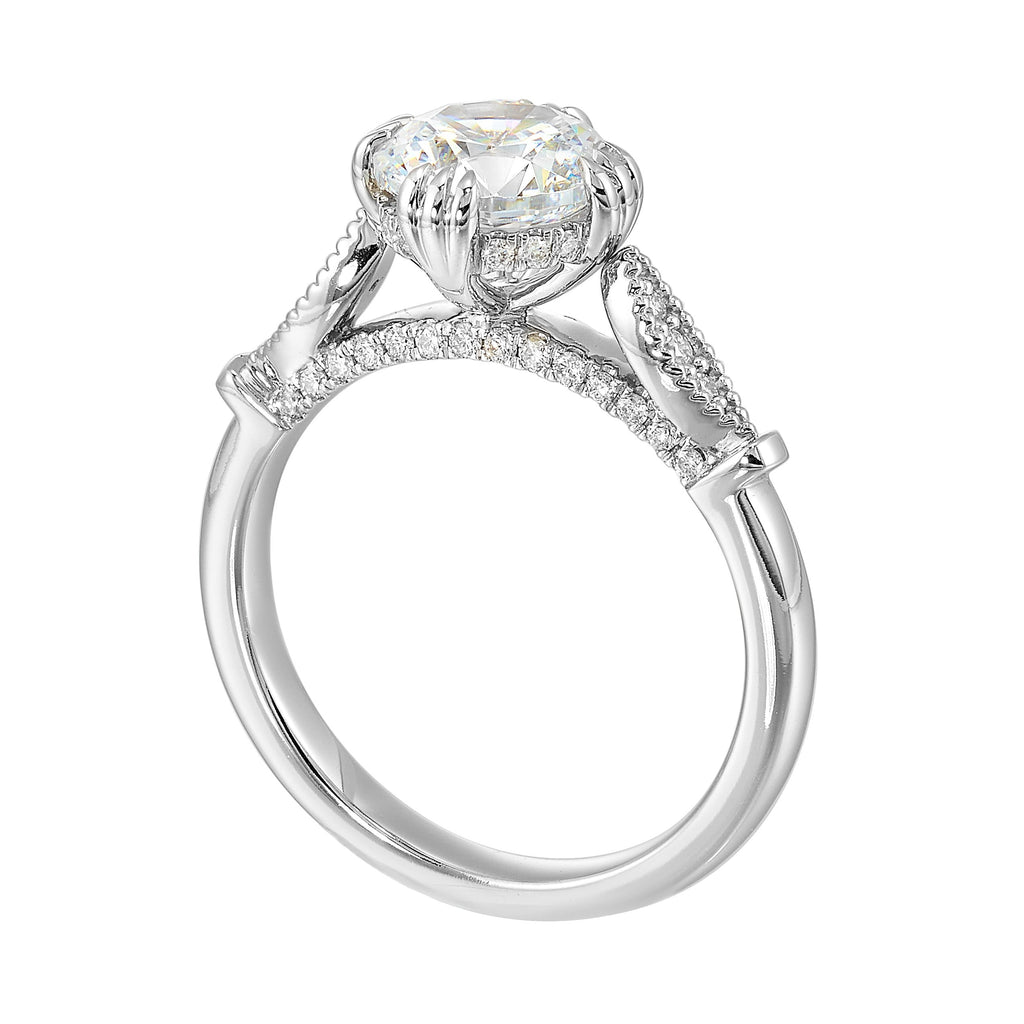 14Kt White Semi Mount 1/4Ctw For 1 1/2Ctw Round Center