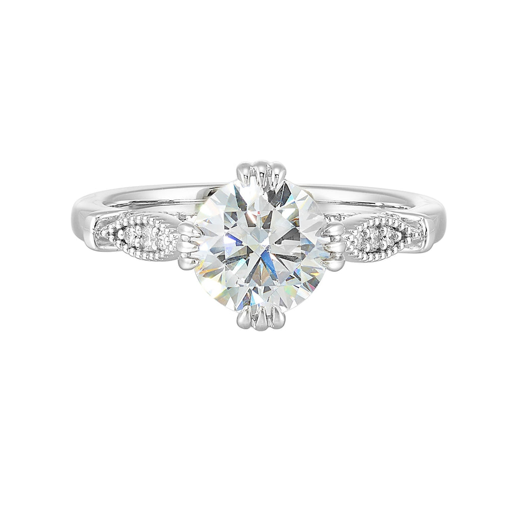 14Kt White Semi Mount 1/4Ctw For 1 1/2Ctw Round Center