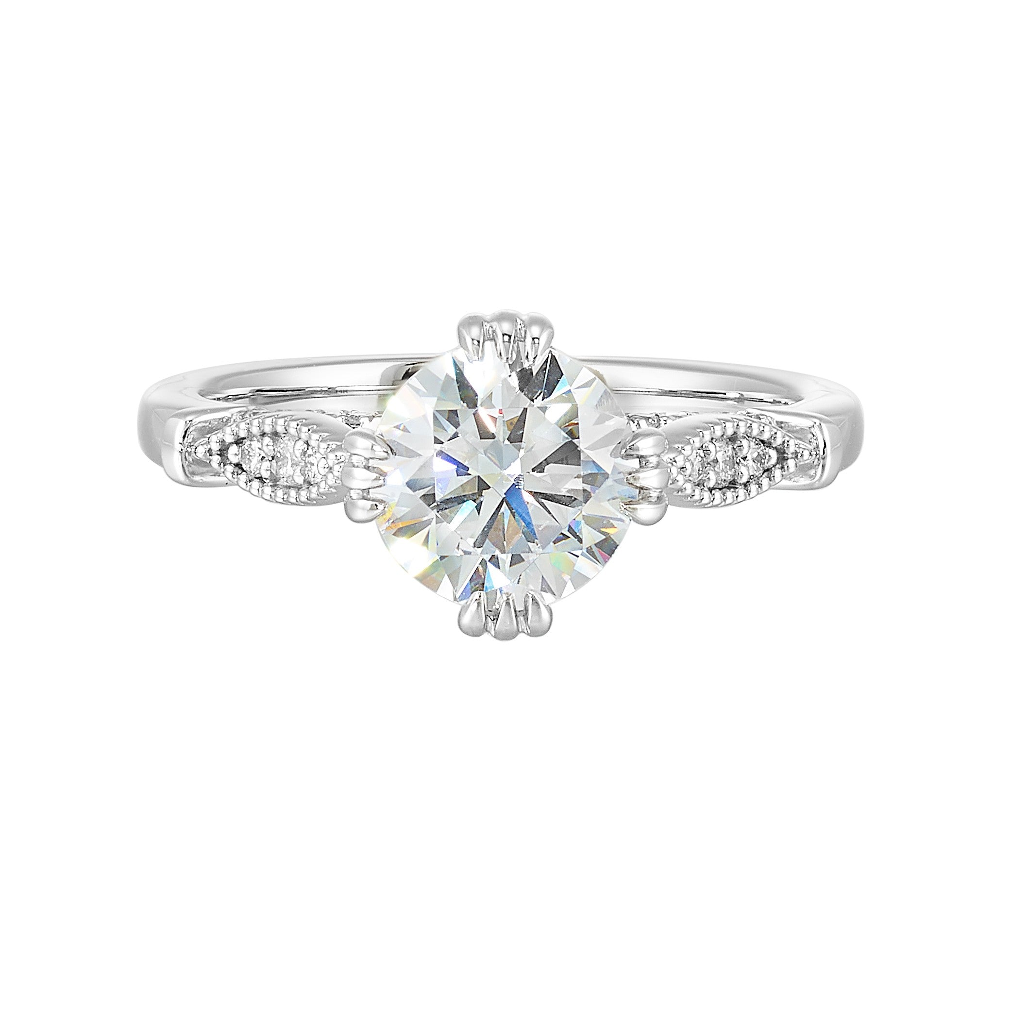 14Kt White Semi Mount 1/4Ctw For 1 1/2Ctw Round Center