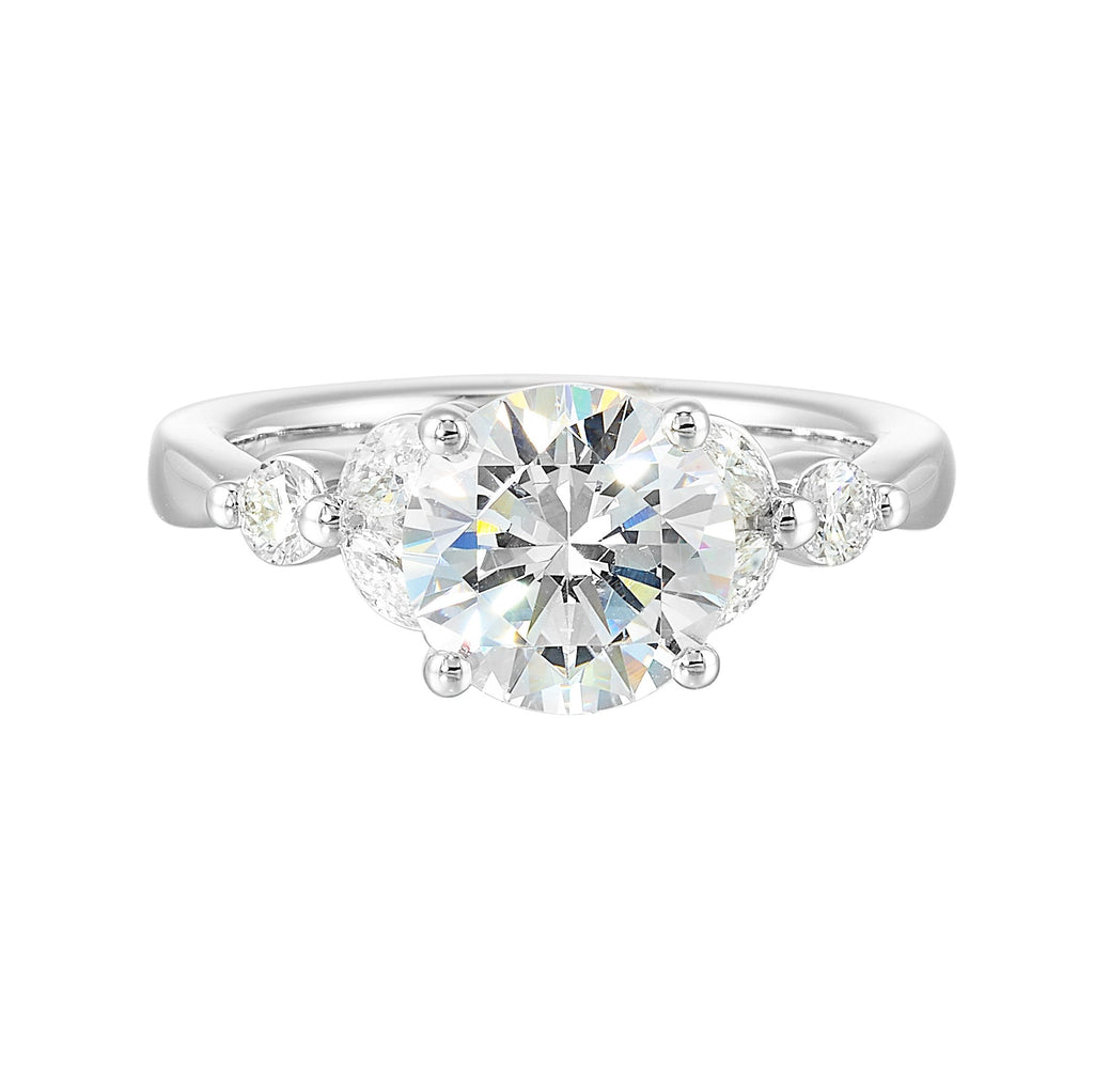 14Kt White Semi Mount 1/2Ctw For 2Ctw Round Center