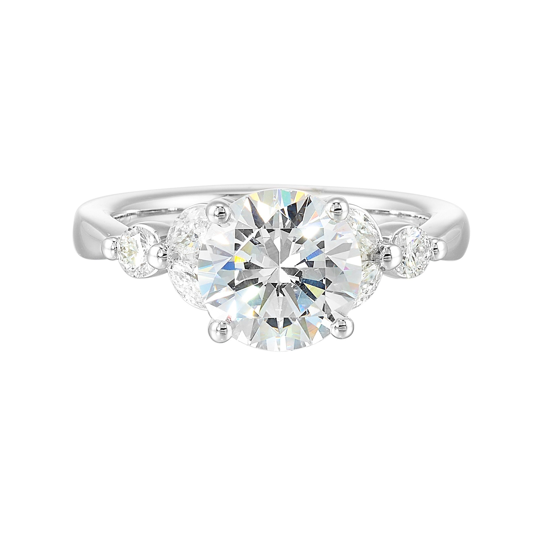 14Kt White Semi Mount 1/2Ctw For 2Ctw Round Center