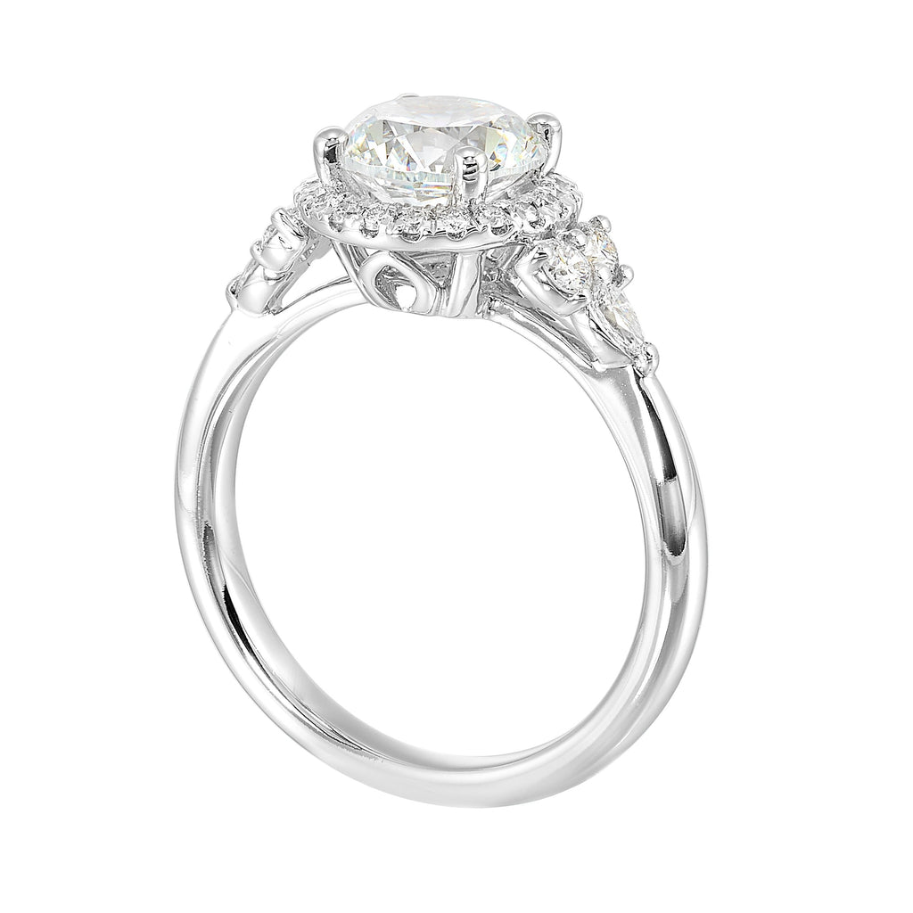 14Kt White Semi Mount 3/8Ctw For 1 1/2Ctw Round Center