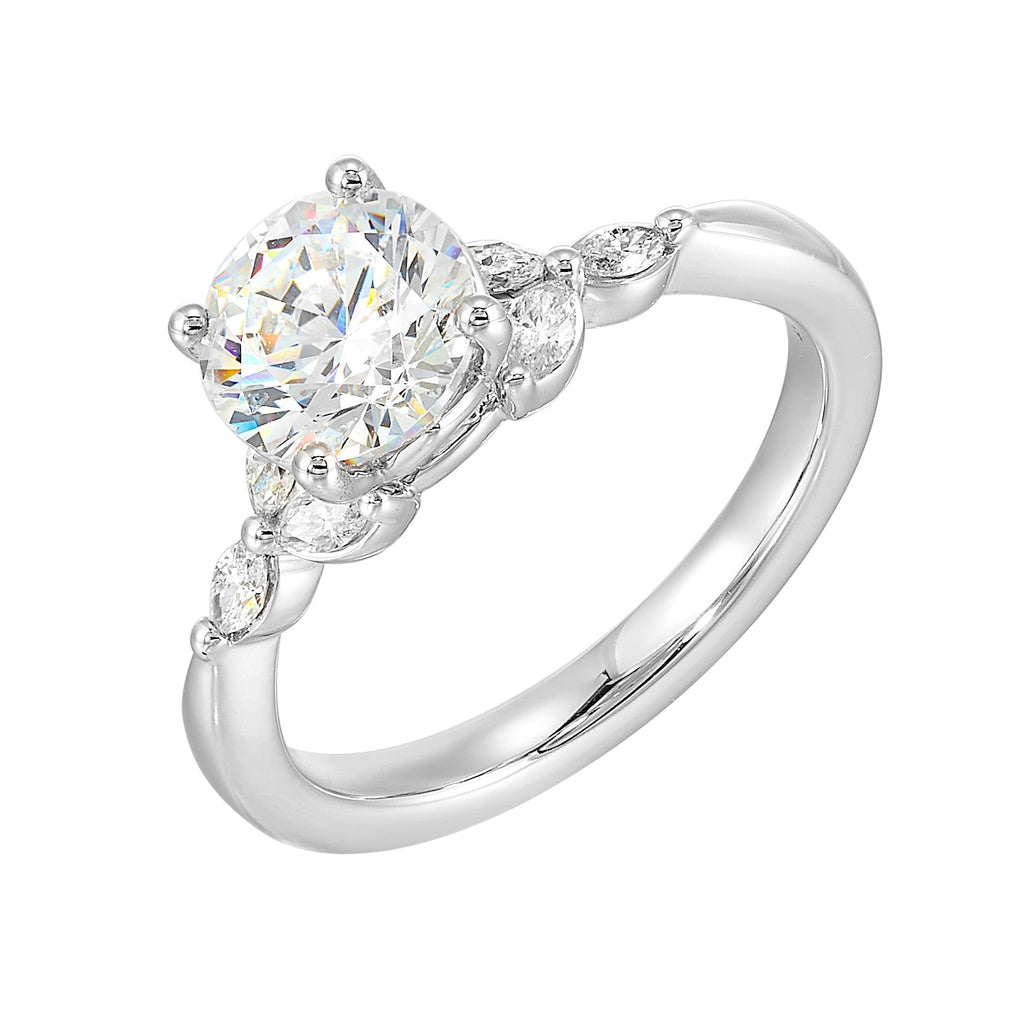 14Kt White Semi Mount 1/5Ctw For 1 1/2Ctw Round Center