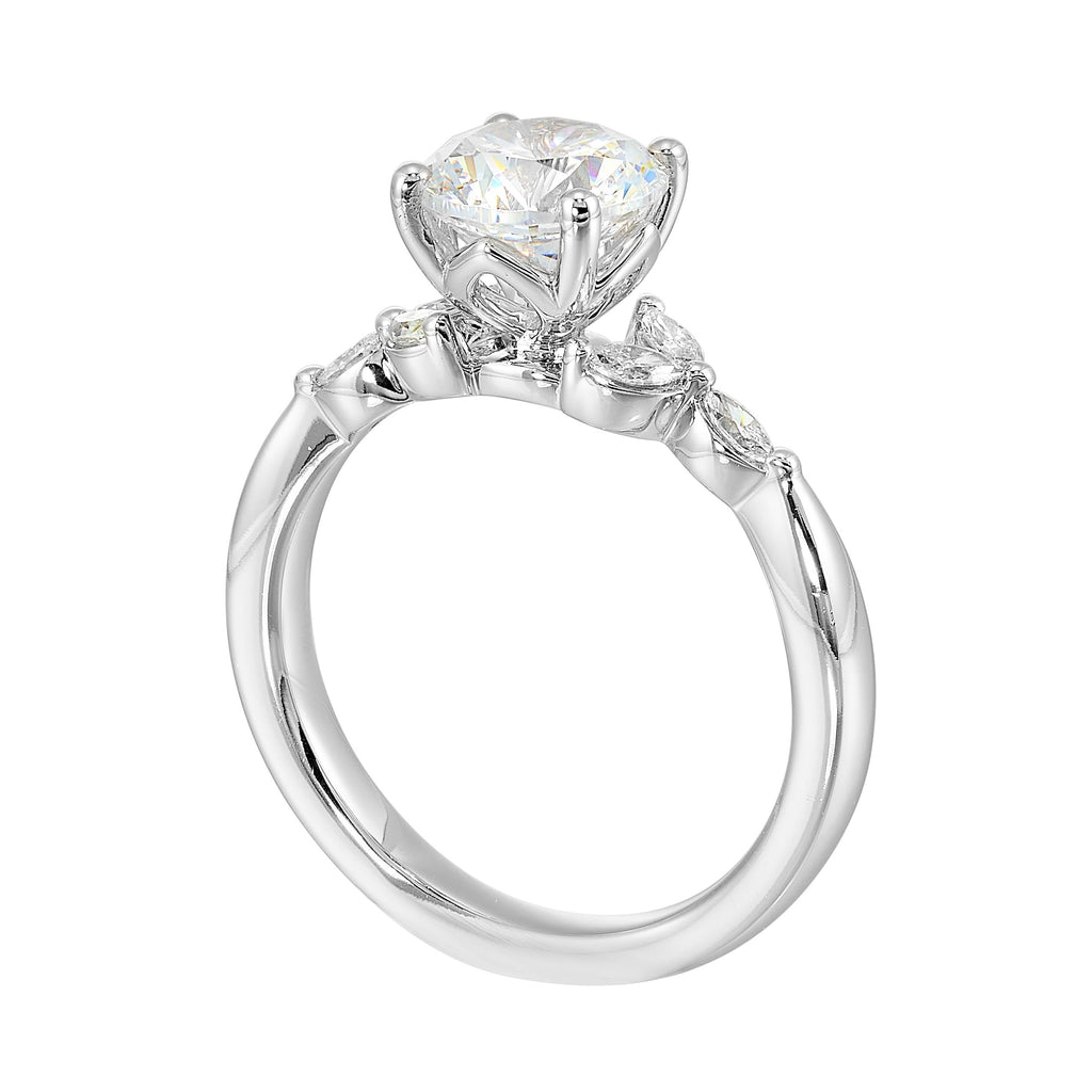 14Kt White Semi Mount 1/5Ctw For 1 1/2Ctw Round Center