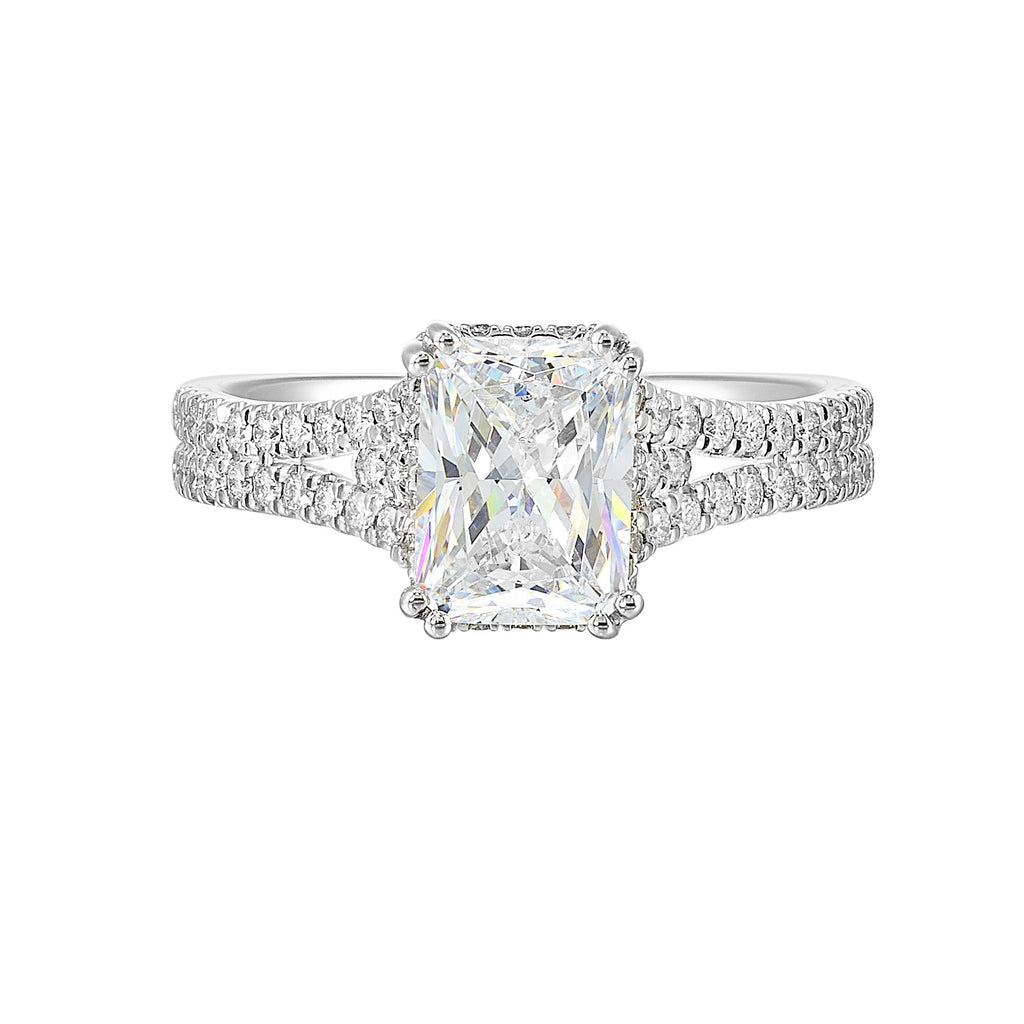 14Kt White Semi Mount 3/8Ctw For 2Ctw Radiant Center