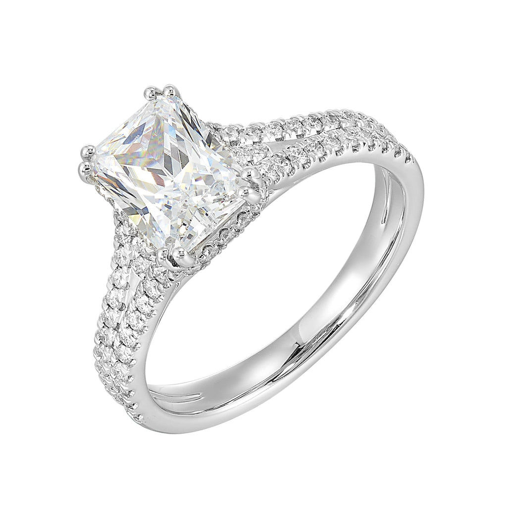 14Kt White Semi Mount 3/8Ctw For 2Ctw Radiant Center