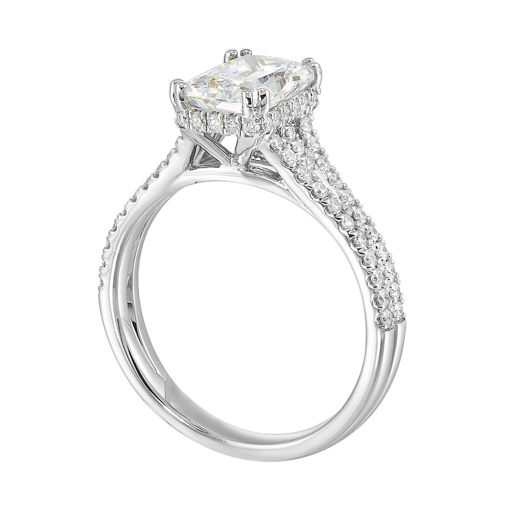 14Kt White Semi Mount 3/8Ctw For 2Ctw Radiant Center