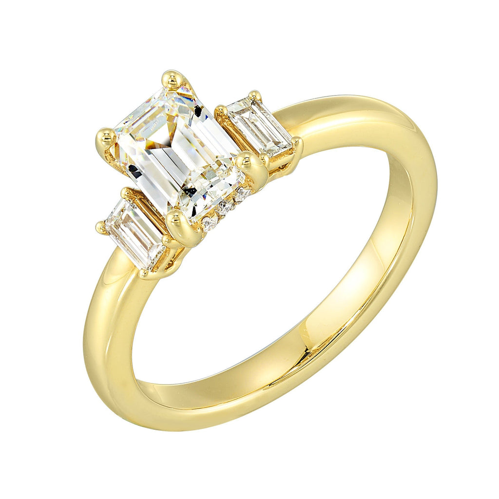 14Kt Yellow Semi Mount 1/5Ctw For 1 1/2Ctw Emerald Cut Center