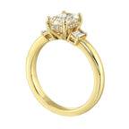 14Kt Yellow Semi Mount 1/5Ctw For 1 1/2Ctw Emerald Cut Center