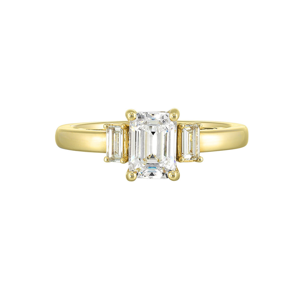 14Kt Yellow Semi Mount 1/5Ctw For 1 1/2Ctw Emerald Cut Center
