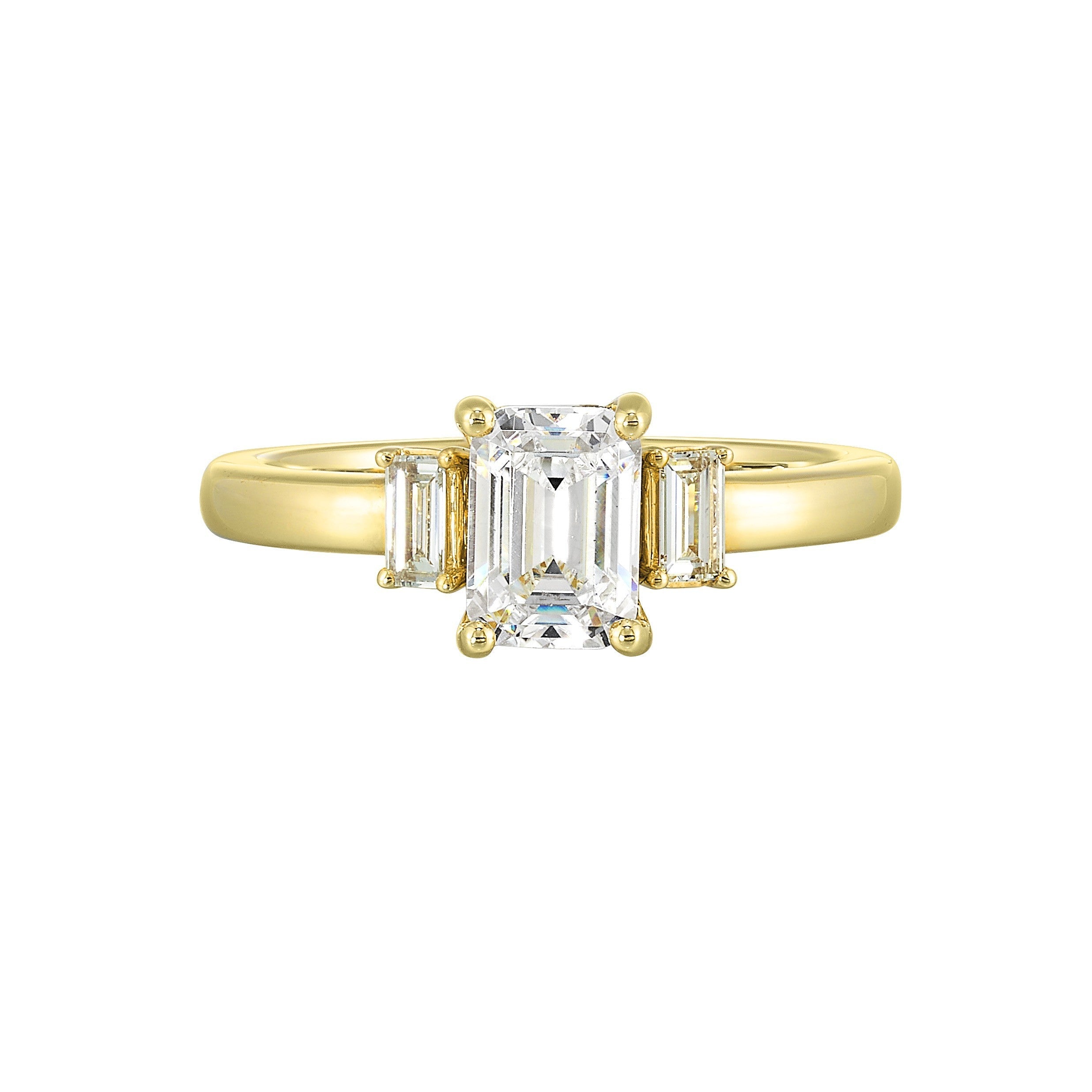14Kt Yellow Semi Mount 1/5Ctw For 1 1/2Ctw Emerald Cut Center