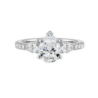14Kt White Semi Mount 1/2Ctw For 2Ctw Pear Center