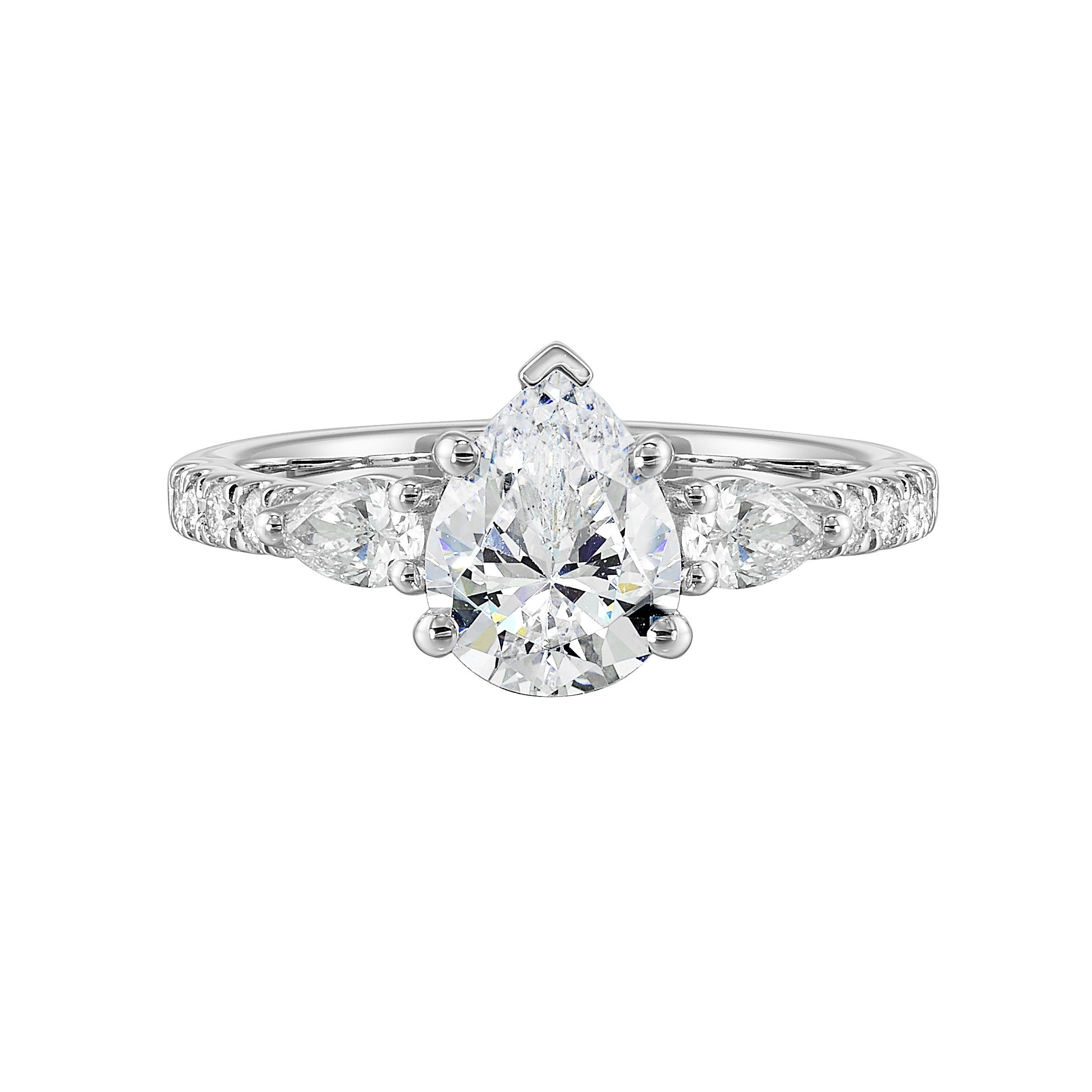 14Kt White Semi Mount 1/2Ctw For 2Ctw Pear Center