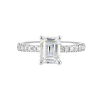 14Kt White Semi Mount 1/4Ctw For 1 1/2Ctw Emerald Cut Center