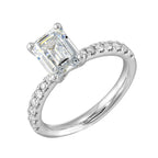14Kt White Semi Mount 1/4Ctw For 1 1/2Ctw Emerald Cut Center