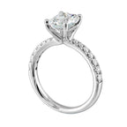 14Kt White Semi Mount 1/4Ctw For 1 1/2Ctw Emerald Cut Center