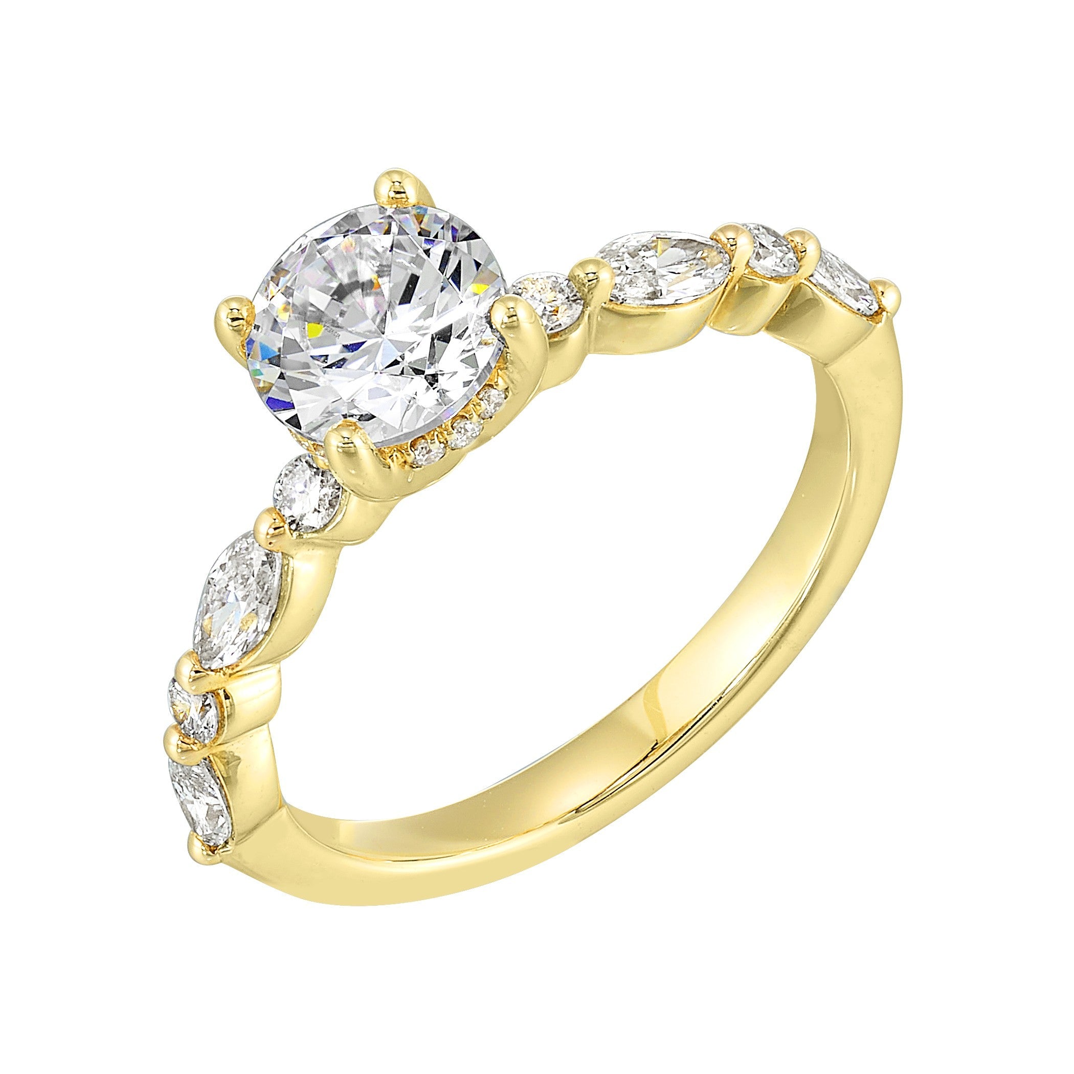 14Kt White Semi Mount 1/2Ctw For 1Ctw Round Center