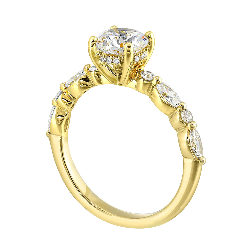14Kt White Semi Mount 1/2Ctw For 1Ctw Round Center