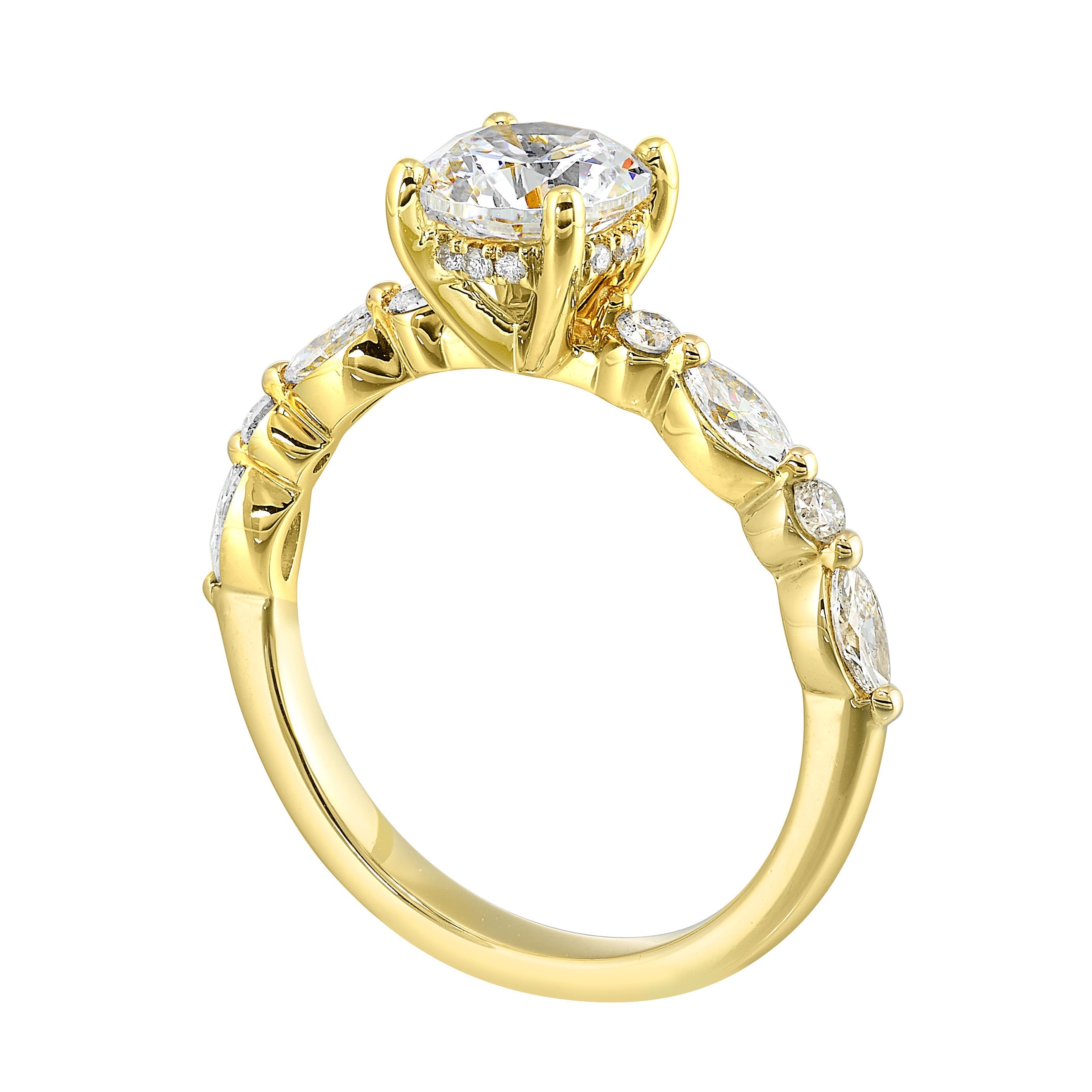 14Kt White Semi Mount 1/2Ctw For 1Ctw Round Center