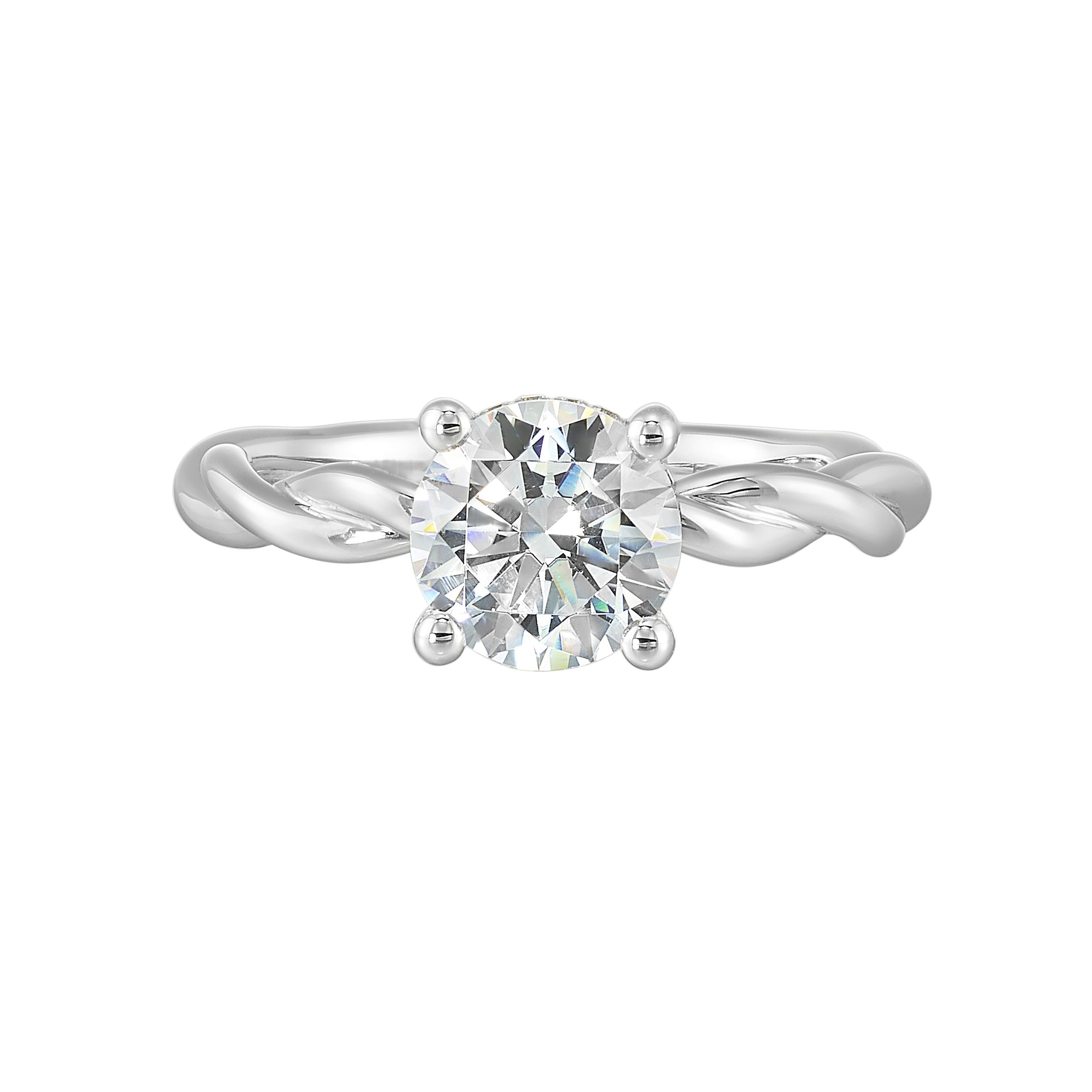 14Kt White Semi Mount 1/20Ctw For 1 1/2Ctw Round Center