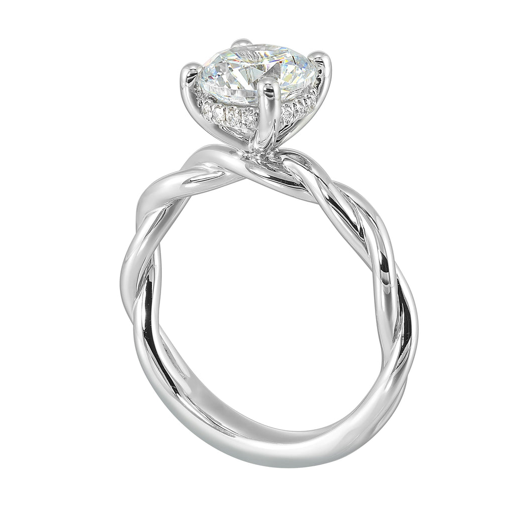 14Kt White Semi Mount 1/20Ctw For 1 1/2Ctw Round Center