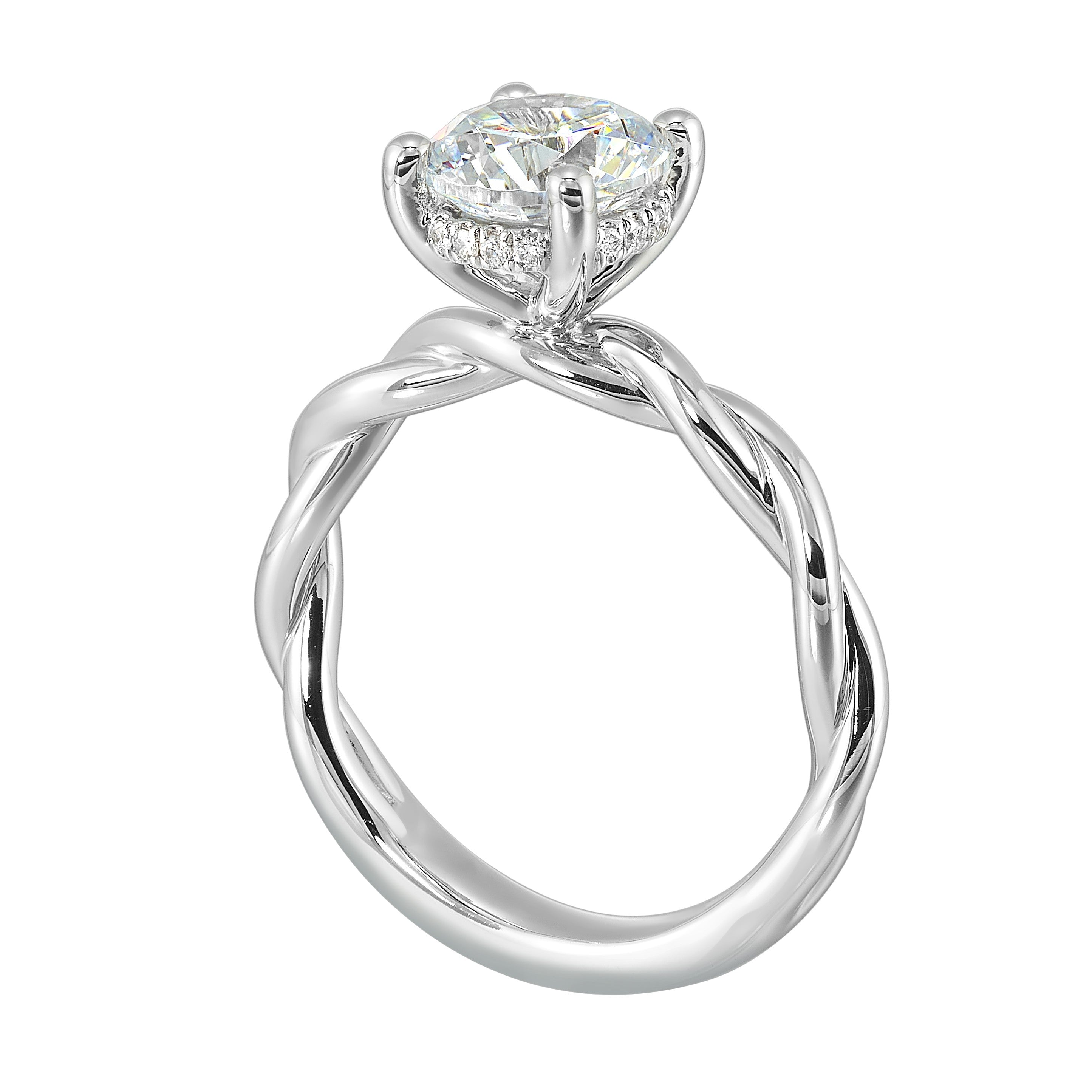 14Kt White Semi Mount 1/20Ctw For 1 1/2Ctw Round Center