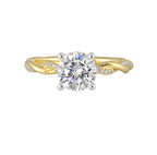 14Kt White Yellow Semi Mount 1/10Ctw For 1 1/2Ctw Round Center